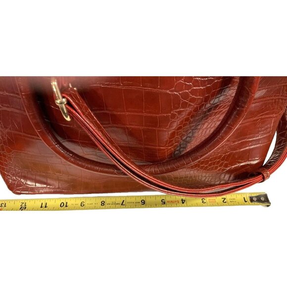 Miztique large shoulder crossbody carry-on bag tote oxblood crocodile embossed z - Picture 7 of 10